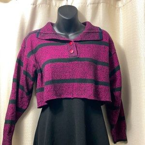 Vintage cropped striped sweater with collar